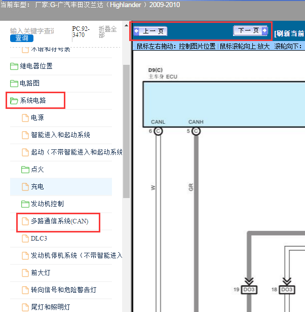 2009年丰田汉兰达车身电脑电路图