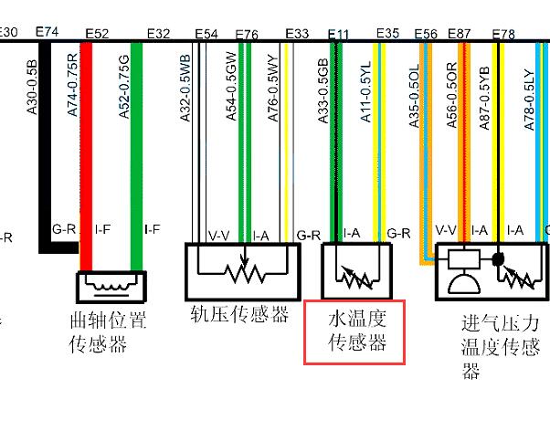 骐铃JE493ZLQ4CB发动机水温传感器电路图