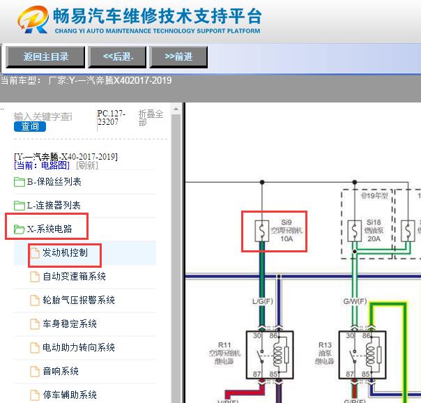 2017-2019年奔腾X40空调压缩机电路图