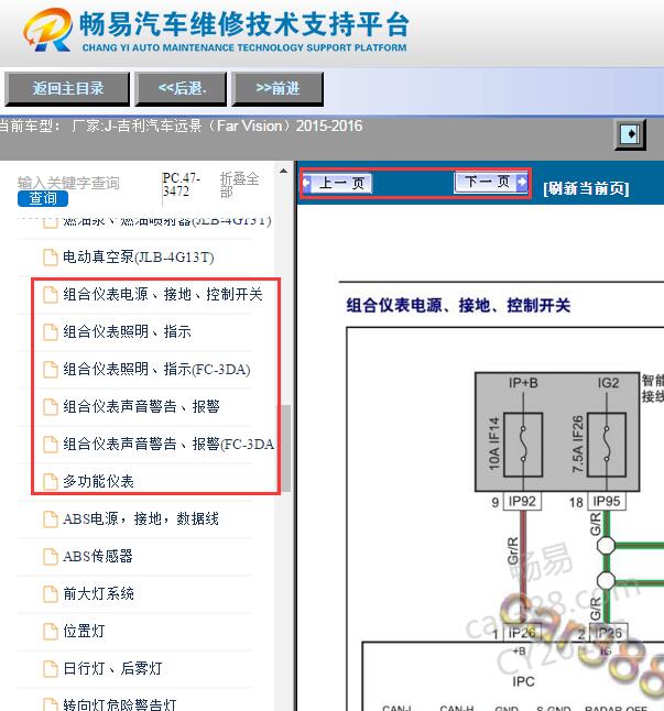2015-年吉利远景仪表电路图