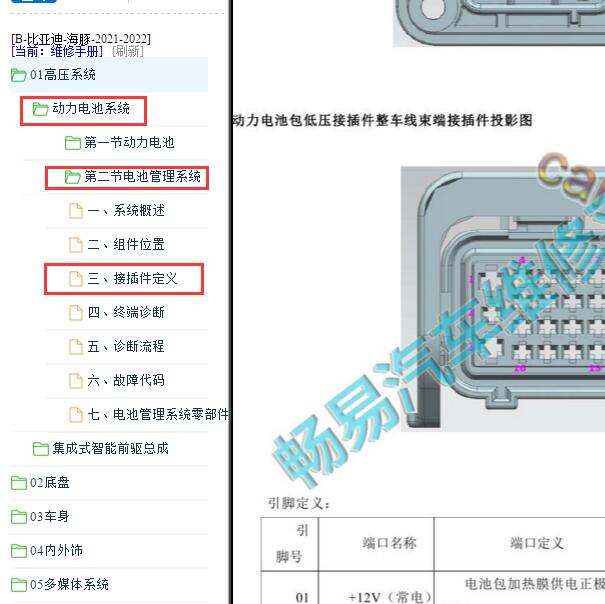 2021-2022年比亚迪海豚 低压电池针脚定义