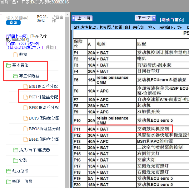 2016年标致3008空调保险丝位置