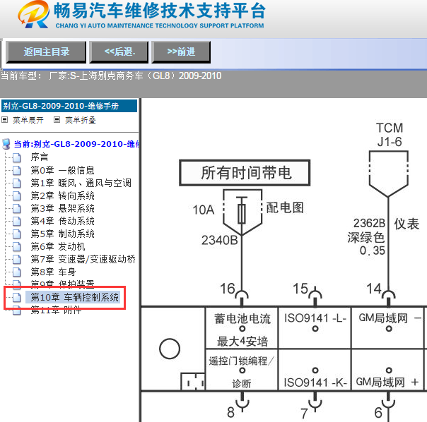 2009年别克GL8诊断接口电路图