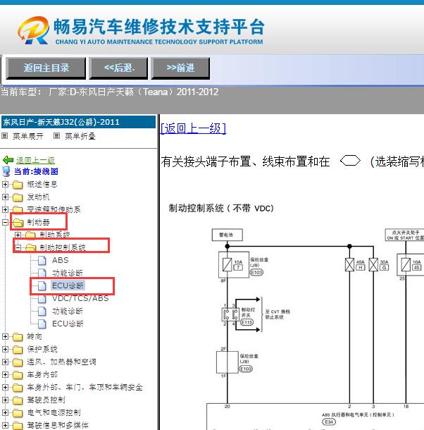 2011-2012年日产天籁ABS电路图