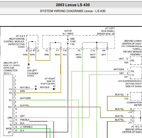 2003年雷克萨斯LS430网络通讯电路图