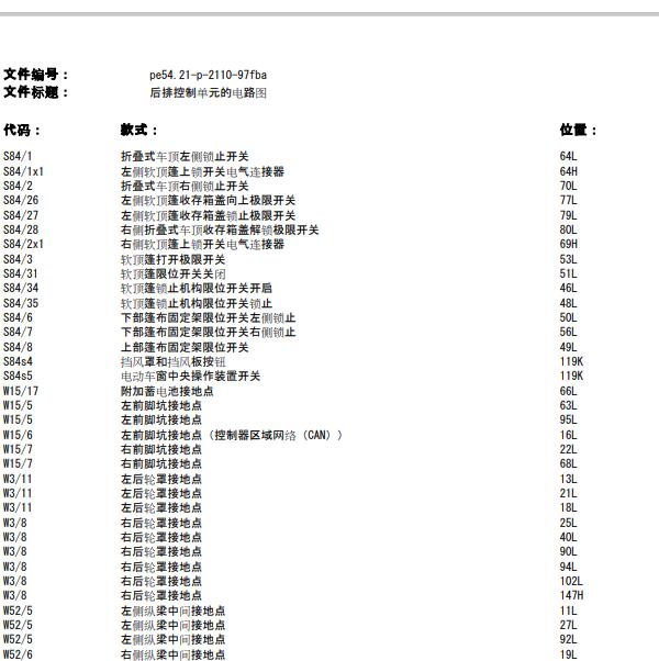2018年奔驰C200 顶棚开关电路图