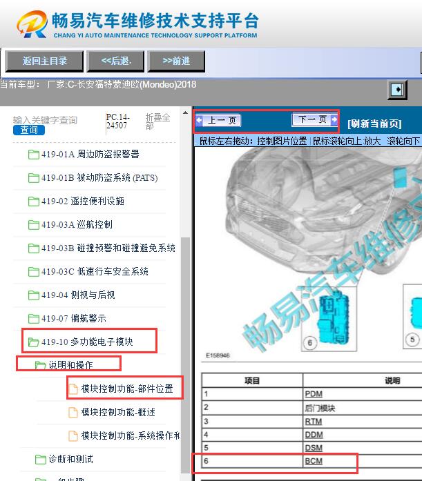 2018年福特蒙迪欧车身电脑位置