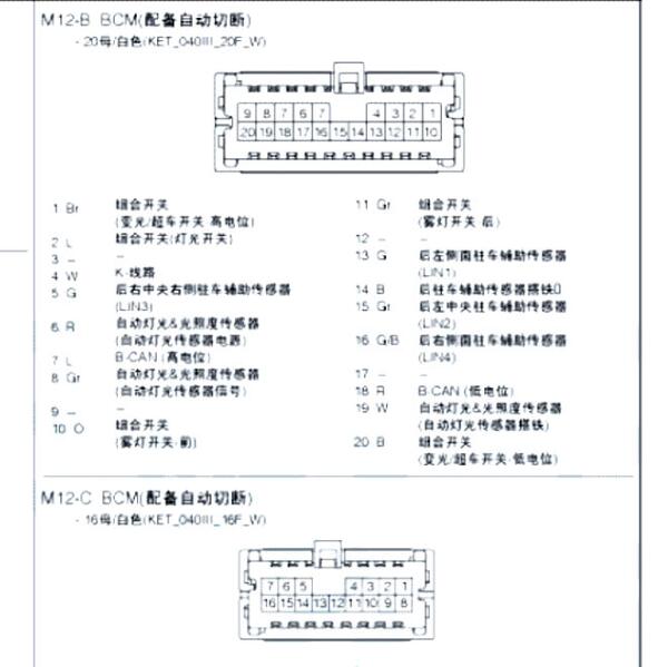 2012年起亚智跑BCM针脚