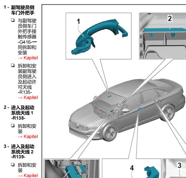 2022年大众速腾启动系统天线1和天线2的位置