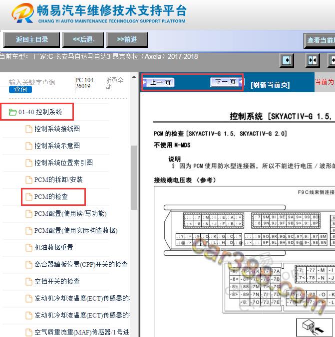2017-2018年马自达昂克赛拉3发动机电脑针脚