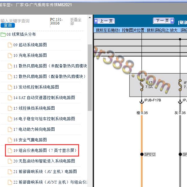 2021年广汽乘用车-传祺M8仪表电路图