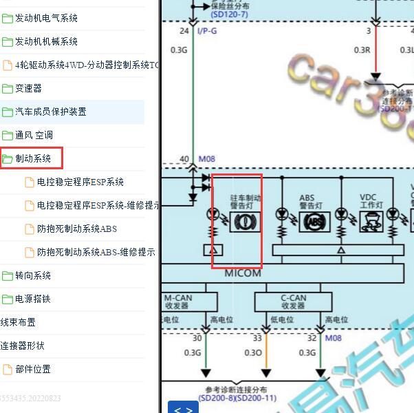2017年现代途胜1.6 手刹灯电路图