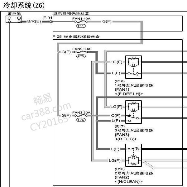 2009年马自达3 Z6发动机冷却风扇电路图