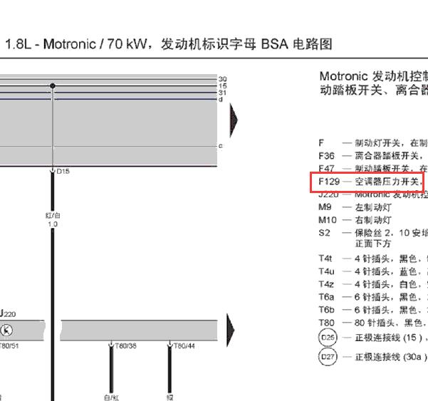 1992-2007年大众桑塔纳空调压力开关电路图