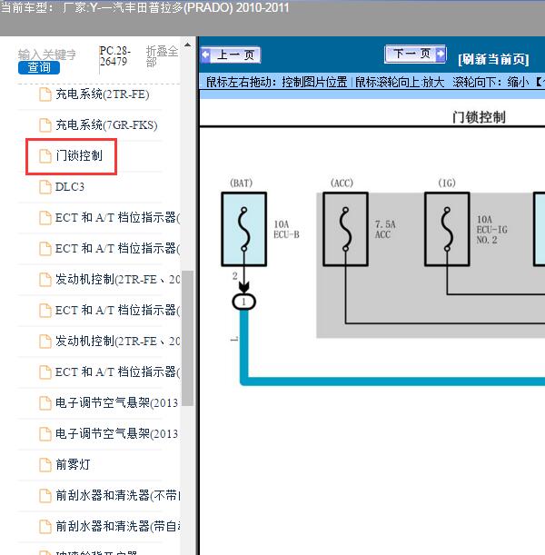 2010年丰田普拉多车身中控及遥控电路图