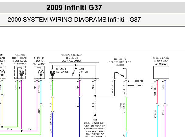2009年英菲尼迪G37智能钥匙电路图和部件位置