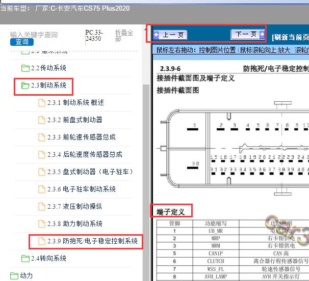 2020年长安汽车-CS75 Plus ABS针脚定义