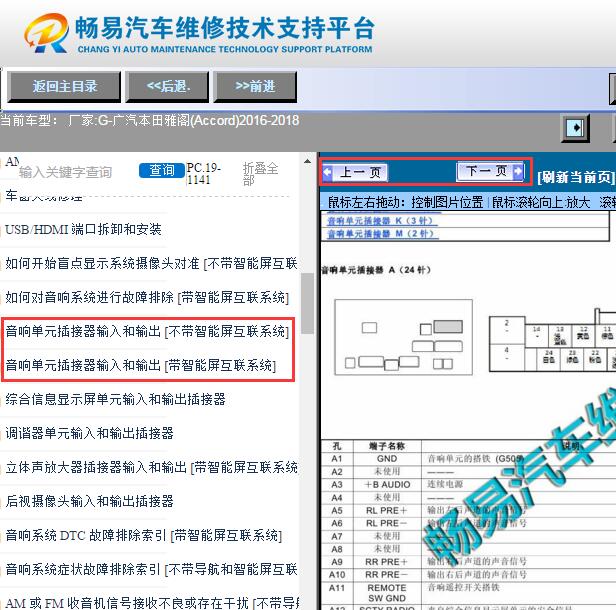 2016-2018年本田雅阁音响主机针脚资料