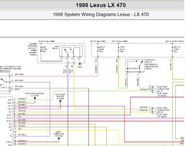 1998年雷克萨斯LX470悬挂电路图
