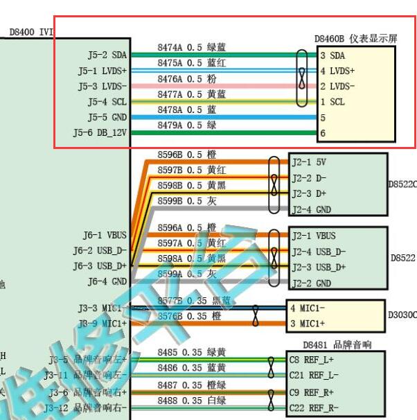 2022-2023年东风风神 皓极6线仪表显示屏电路图