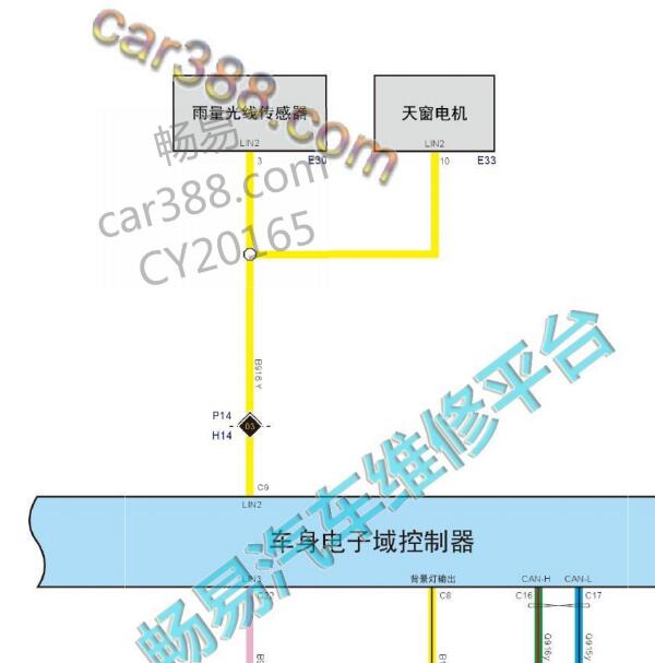 2021年第三代长城哈弗H6天窗电路图