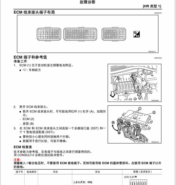 2007年日产骊威骊威发动机针脚和电路图
