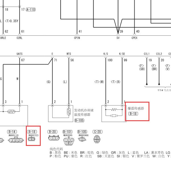 2019年三菱奕歌爆震传感器针脚