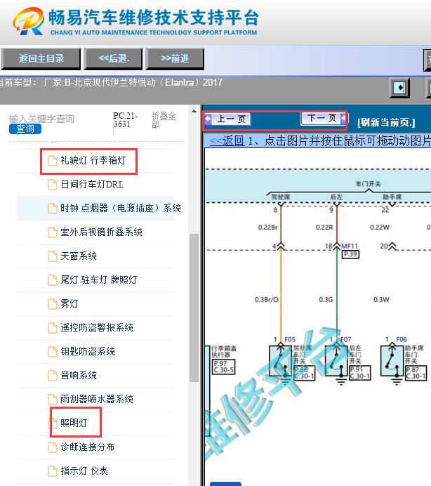 2017年现代伊兰特门灯电路图