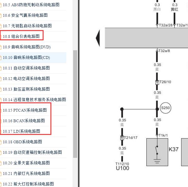2016-2017年北汽绅宝X55 仪表电路图