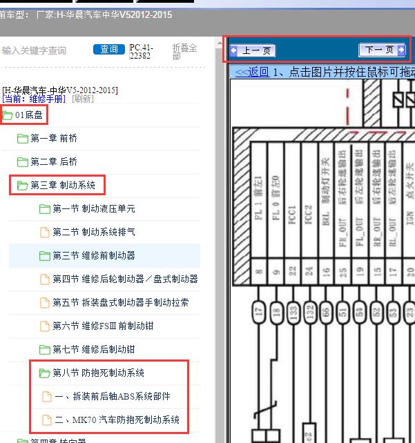 2016年华晨中华V5防抱死制动系统电路图及维修手册