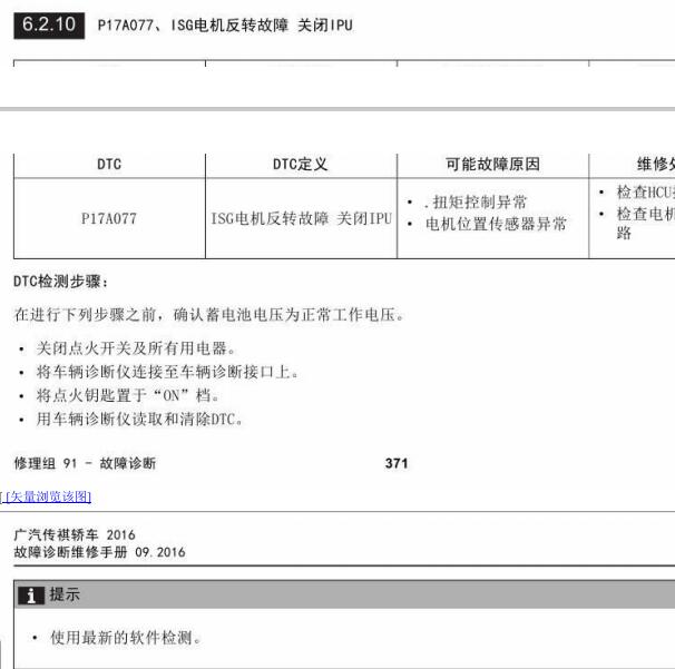 2016年传祺GA5 P17A077故障码