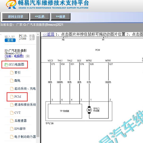2021年本田皓影发动机节气门电路图