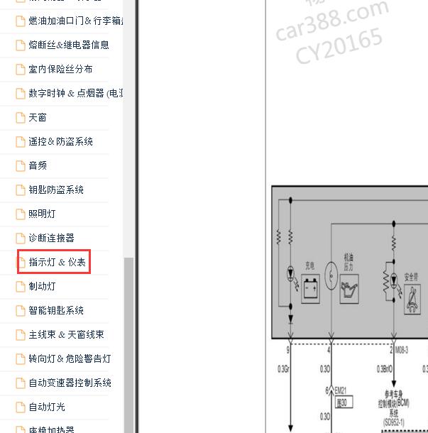 2010年现代索纳塔领翔 仪表电路图