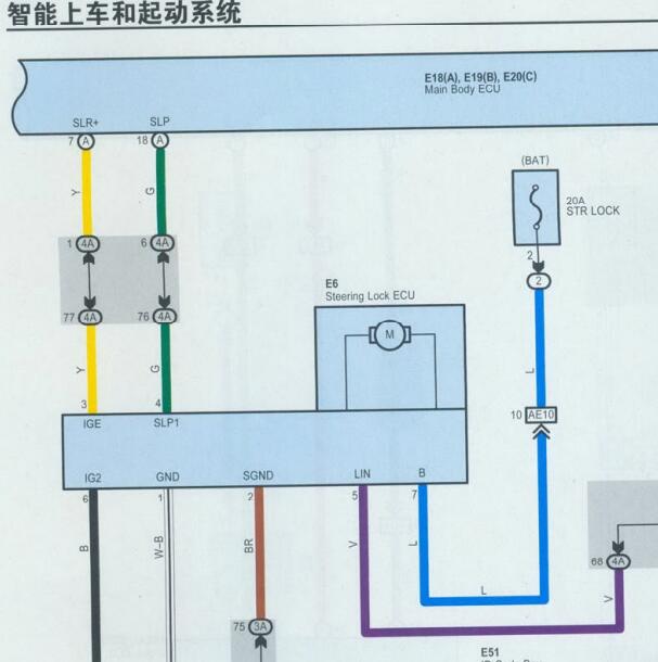 2011年丰田RAV4发动机智能钥匙及方向锁电路图