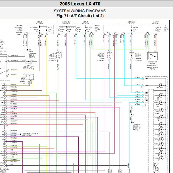 2005年雷克萨斯LX470 变速箱电路图