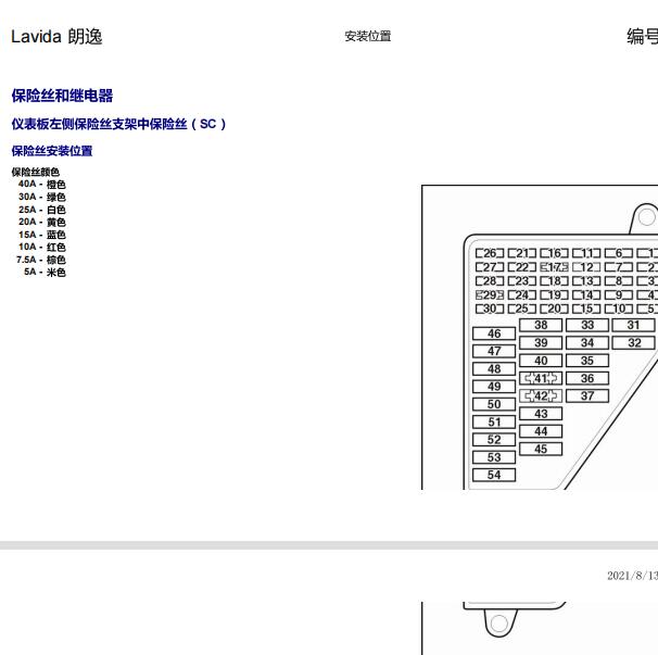 2008年大众朗逸保险丝与继电器资料