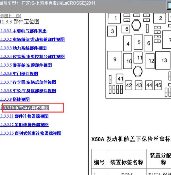 11年别克君越发动机舱保险盒定义