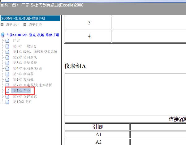 06年别克凯越仪表针脚资料