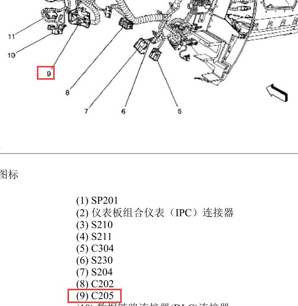 08年凯迪拉克SLS C205插头位置图