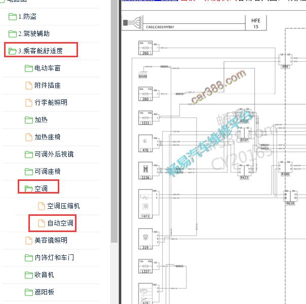 2016-2017年雷诺科雷傲空调电路图