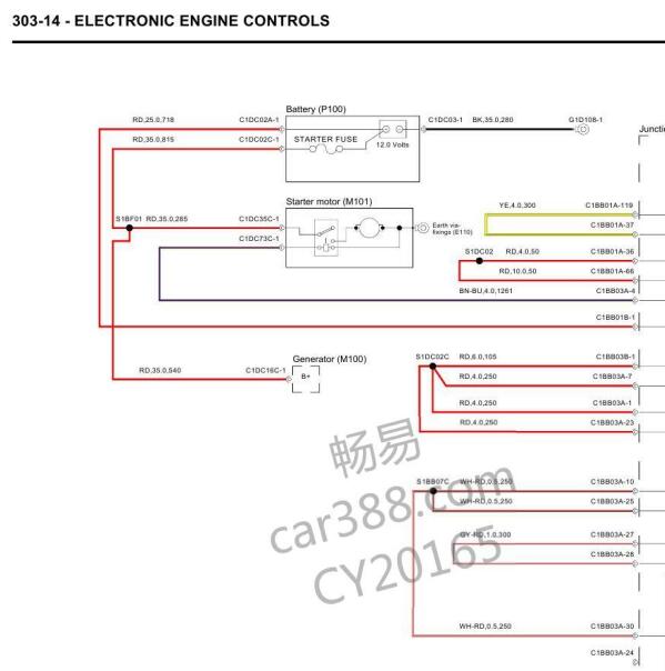 2012年路虎揽胜极光2.0发动机电路图