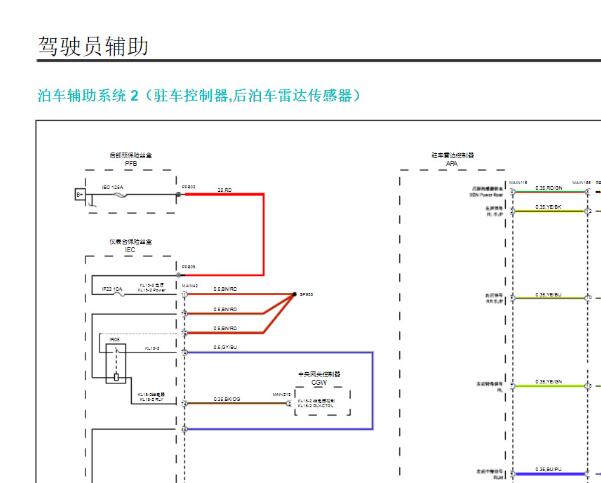 蔚莱汽车ES6倒车雷达和驾驶辅助电路图