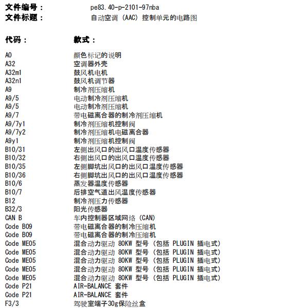 2015年奔驰GLE320空调压缩机电路图