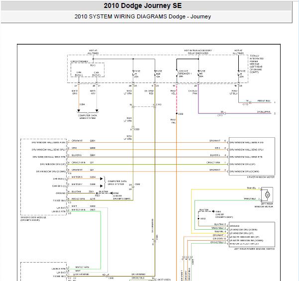 2010年道奇酷威车窗电路图
