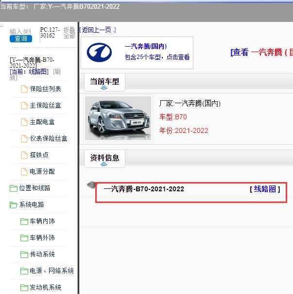 2021-2022年一汽奔腾-B70 电路图