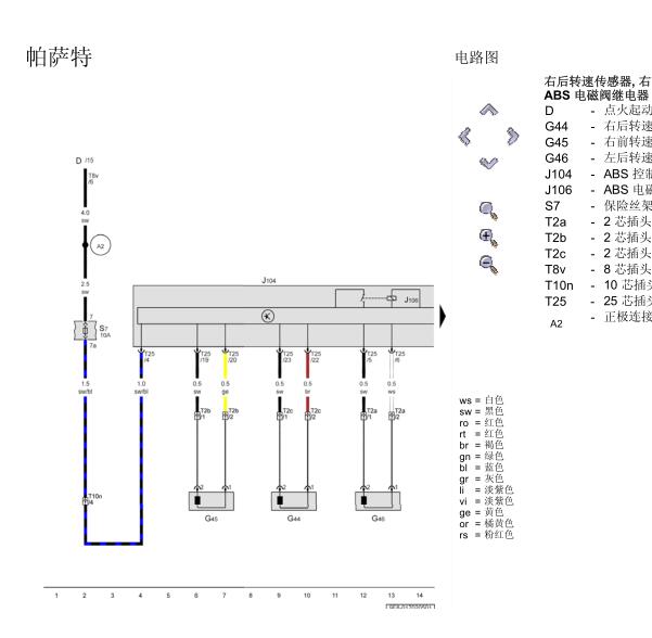 2001年大众帕萨特ABS电路图