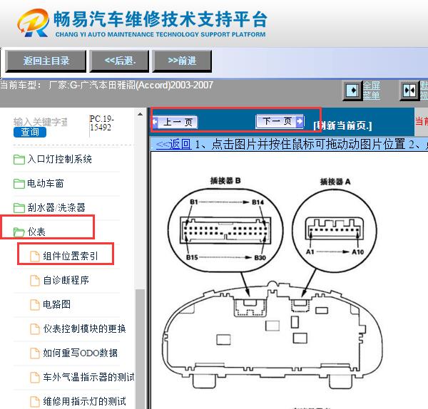 2003-2007年本田雅阁仪表针脚图