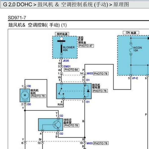 2009年起亚狮跑手动空调电路图