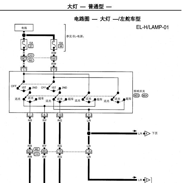 2006年日产帕拉丁灯光电路图
