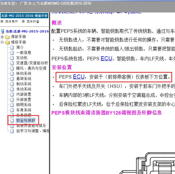 2016年名爵锐腾PEPS电路图及位置